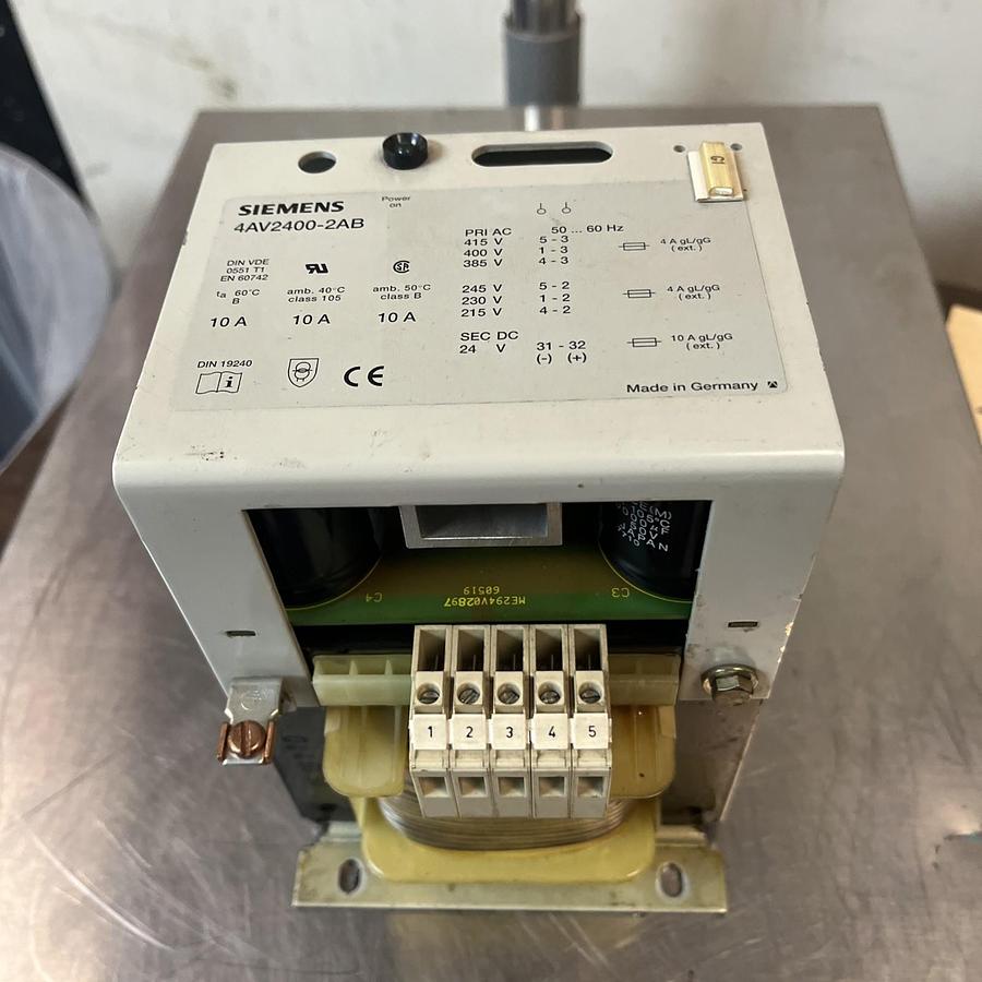 Used SIEMENS,4AV2400-2AB,CONTROL TRANSFORMER WITH RECTIFIER .24kW 415-215HV 24VDC LV