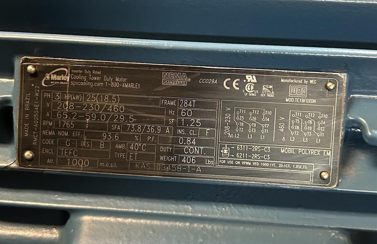 WEG,RMCT-A02504E1-W22,MOTOR 25HP 1765RPM 460V 3PH 284T FRAME NOS