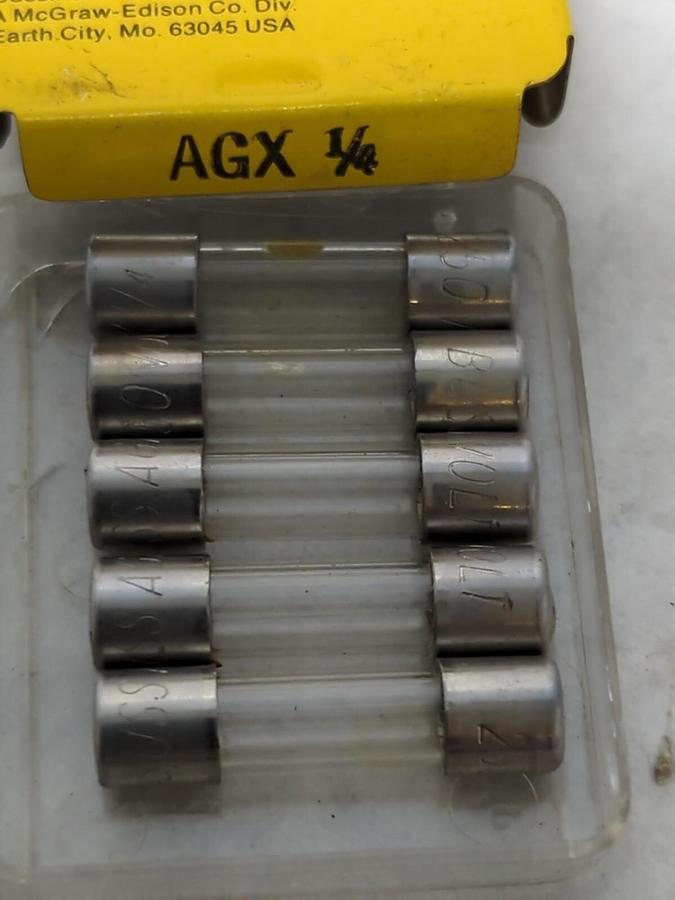 COOPER BUSSMANN,AGX 1/4,GLASS FUSE PACK OF 5 NOS