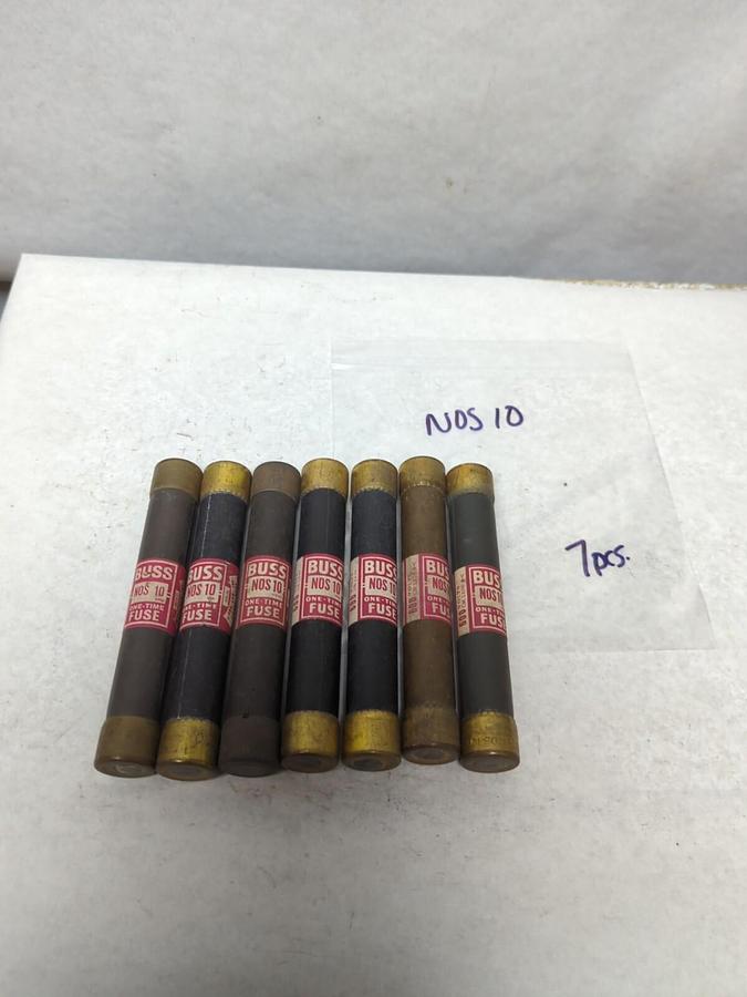 Used COOPER BUSSMANN,NOS-10,ONE-TIME 10 AMP FUSE LOT OF 7 PRE-OWNED