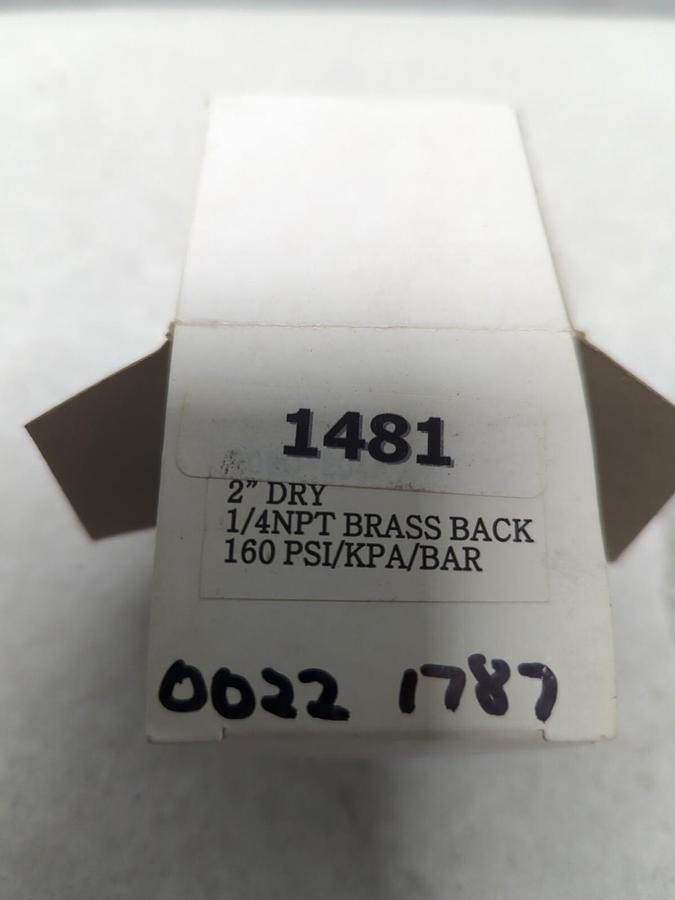 UNBRANDED,1481,2 INCH DRY 1/4 NPT BRASS BACK GAUGE 160 PSI/KPA/BAR NOS