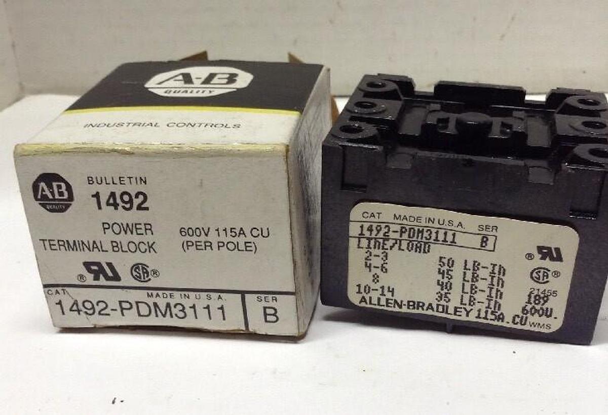 Allen-Bradley,1492-PDM3111,Series B Power Terminal Block 600V 115A