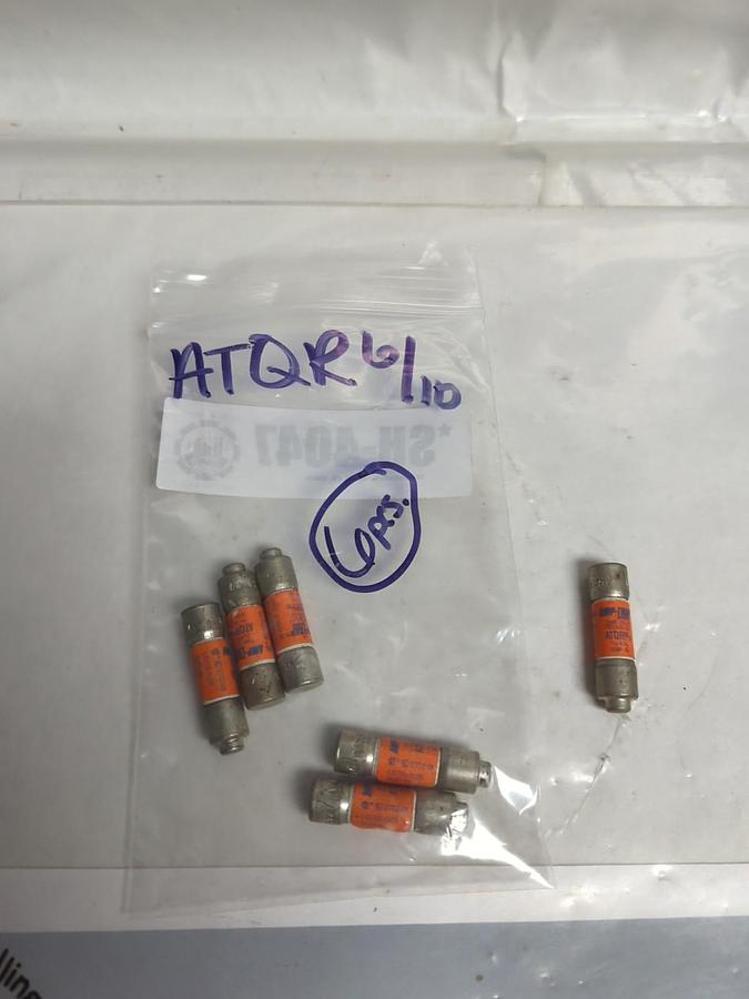 Used FERRAZ SHAWMUT,ATQR 6/10,AMP-TRAP 6/10 AMP FUSE LOT OF 6 NOS