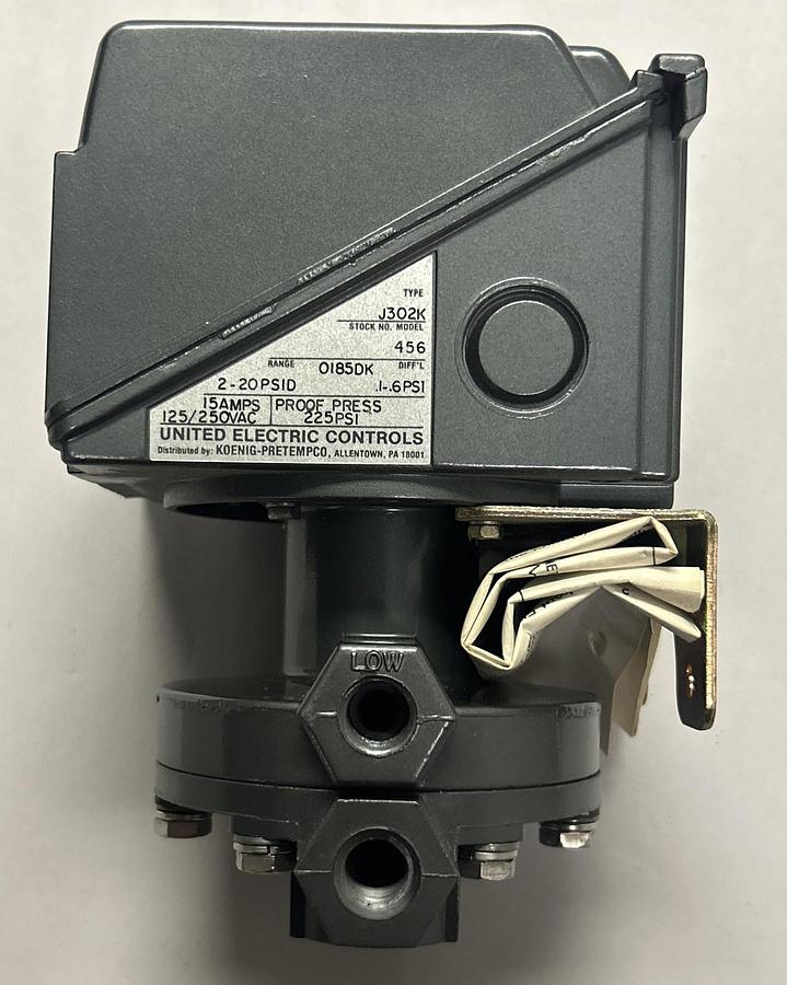 UNITED ELECTRIC,J302K-456,PRESSURE CONTROL SWITCH NOS