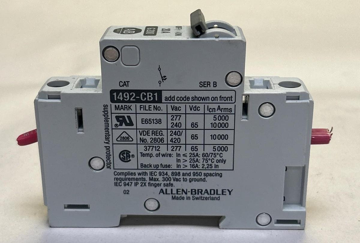 Used ALLEN BRADLEY,1492-CB1,CIRCUIT BREAKER 20A 1P LOT OF 8