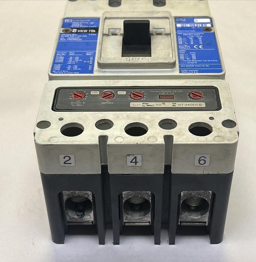 Used CUTLER-HAMMER,HKW3400F,CIRCUIT BREAKER 400A 600V 3P