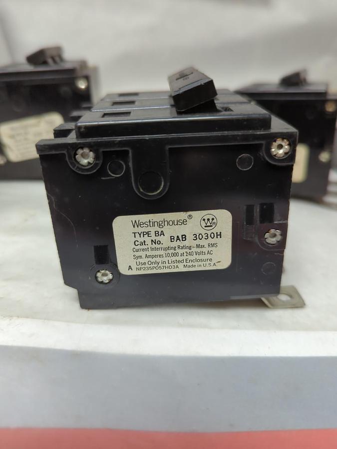 Used WESTINGHOUSE,BAB3030H,CIRCUIT BREAKER 30 AMP 3-POLE LOT OF 3 PRE-OWNED