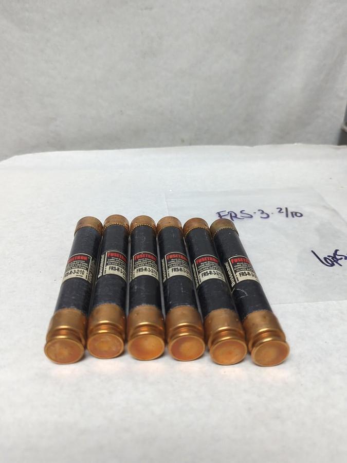 Used COOPER BUSSMANN,FRS-R-3-2/10,FUSETRON 3-2/10 AMP FUSE LOT OF 6 PRE-OWNED