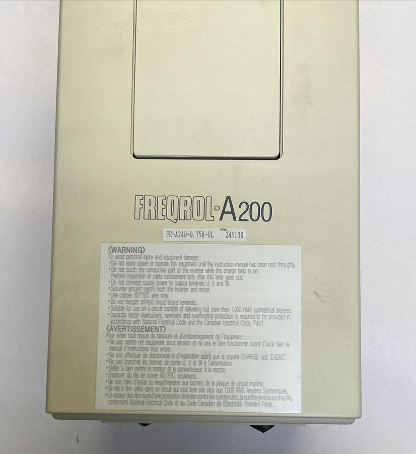 Used MITSUBISHI,FR-A240-0.75K-UL,AC DRIVE 380-460VAC 1HP