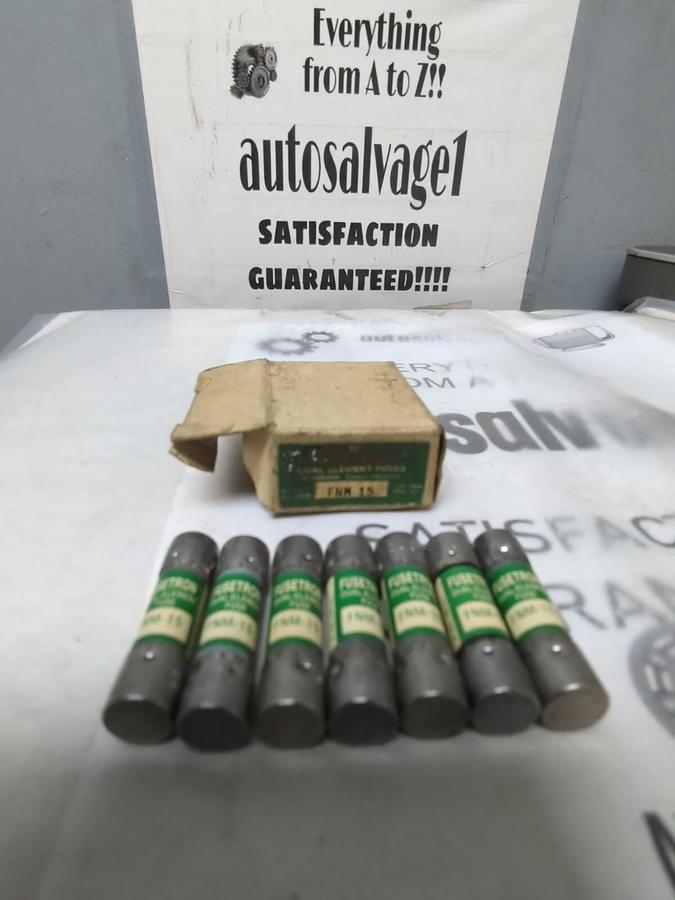 COOPER BUSSMANN,FNM-15,FUSETRON 15 AMP FUSES BOX OF 7 FUSES NOS
