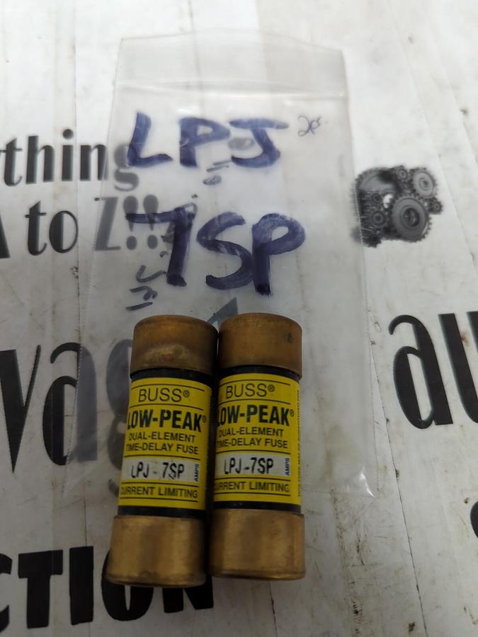 COOPER BUSSMANN,LPJ 7SP,LOW-PEAK 7 AMP FUSES LOT OF 2 NOS