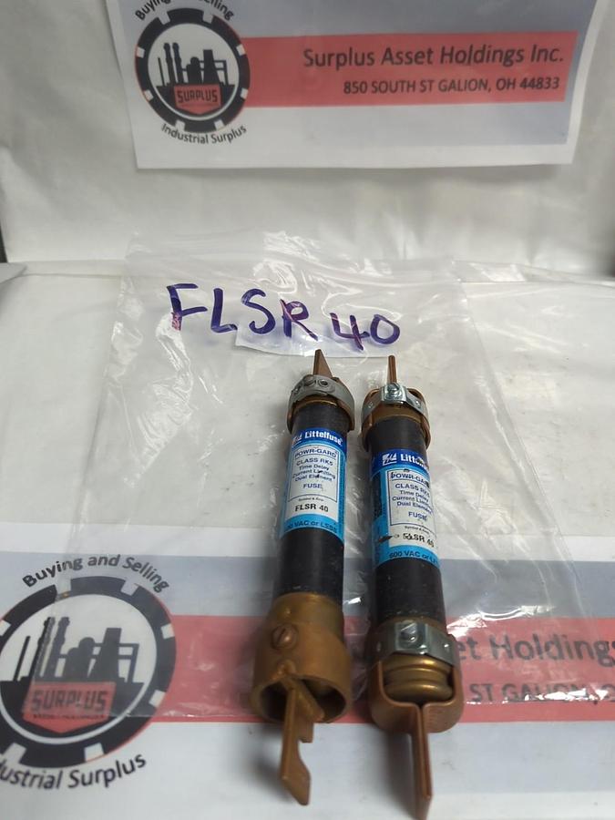Used LITTELFUSE,FLSR40,POWR-GARD 40 AMP FUSE LOT OF 2 WITH REDUCERS PRE-OWNED