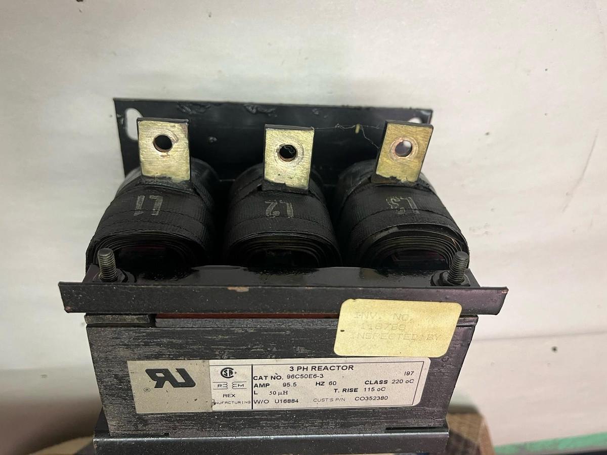 Used REX,96C50E6-3,3PH REACTOR AIR COOLED 95.5A 480V MAX