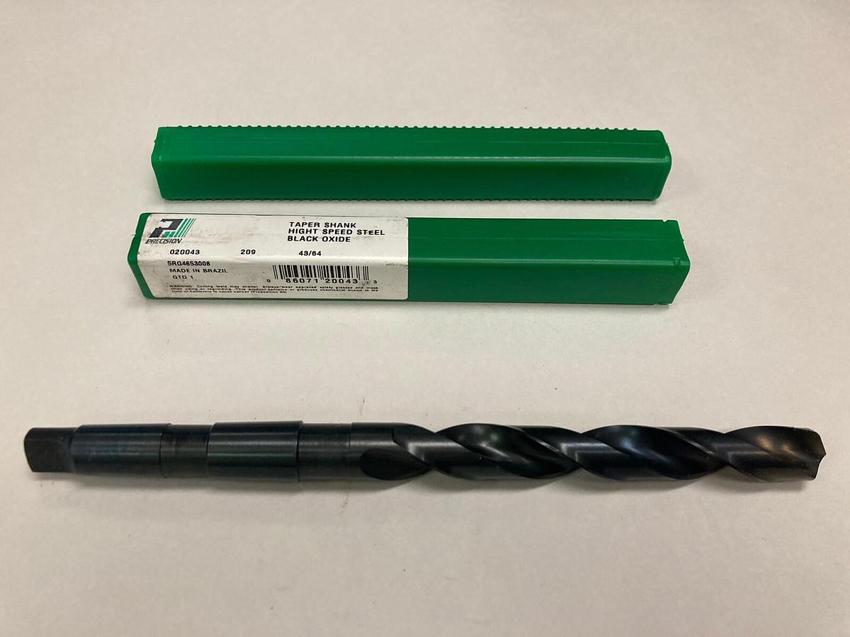 Precision,020043,43/64 INCH HSS Taper Shank Twist Drill Bit