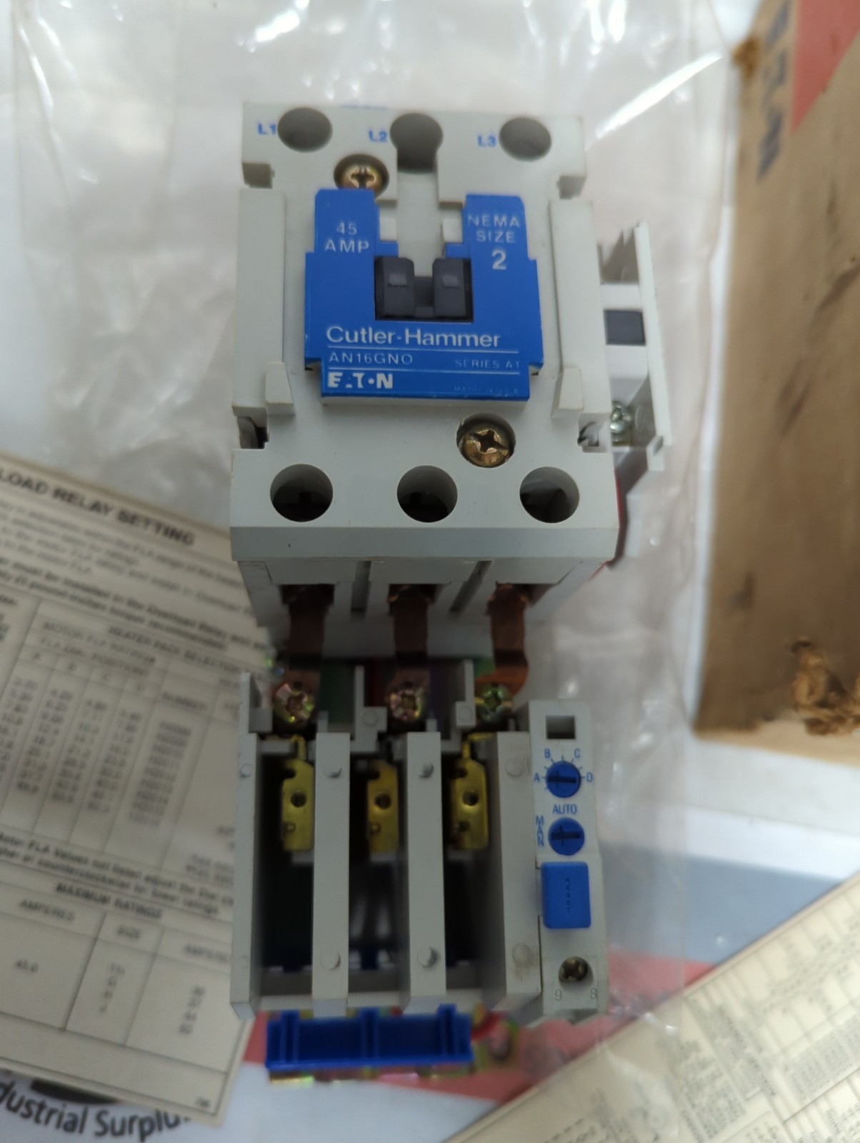 EATON CUTLER HAMMER,AN16GN0A,FREEDOM SERIES 3-POLE OPEN STARTER SIZE 2 NOS