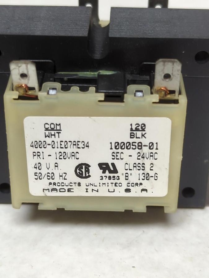 Used PRODUCTS UNLIMITED,4000-01E07AE34,FURNACE TRANSFORMER PRI-120VAC SEC-24VAC