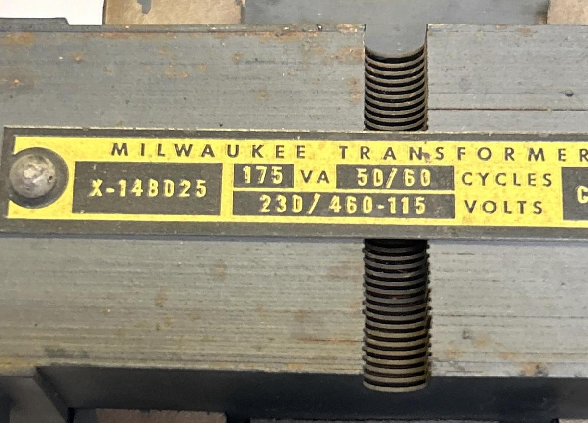 Used MILWAUKEE TRANSFORMER,X-148025,TRANSFORMER 175VA 230/460-115V