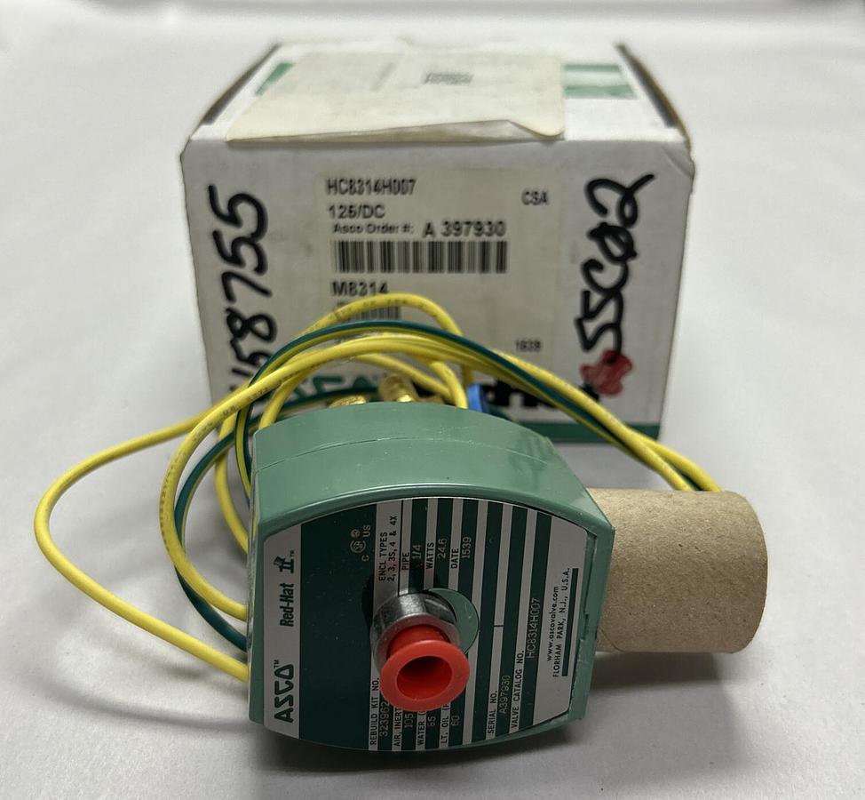Used ASCO,HC8314H007,SOLENOID VALVE 1/4IN 125DC NEW