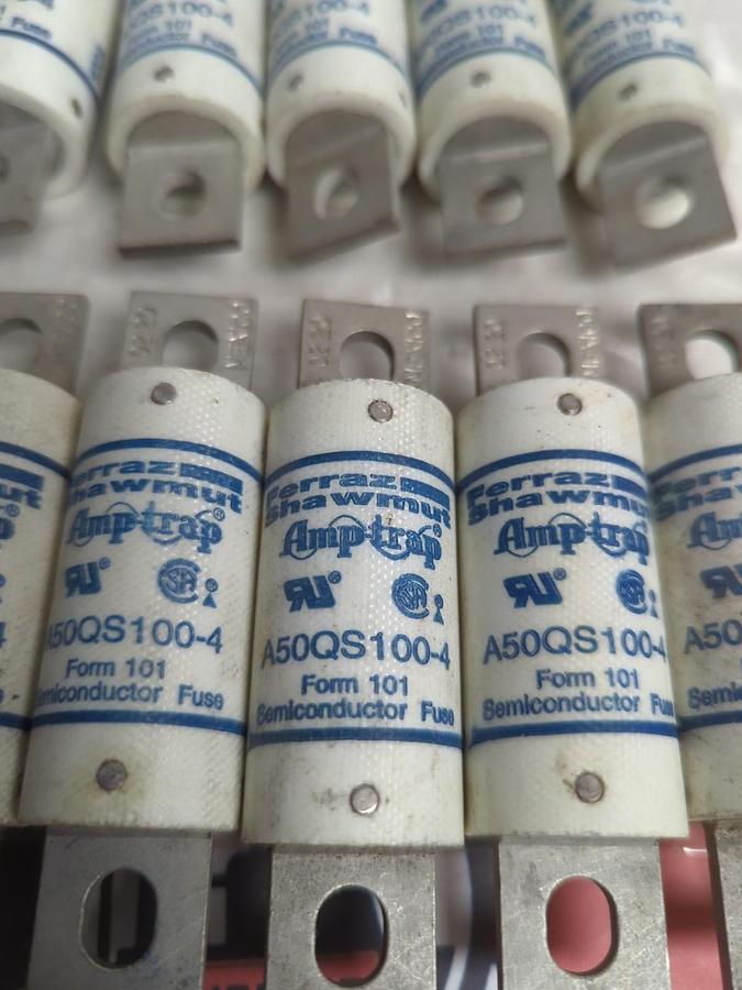 FERRAZ SHAWMUT,A50QS100-4,SEMICONDUCTOR FUSE 100 AMP LOT OF 10 NOS