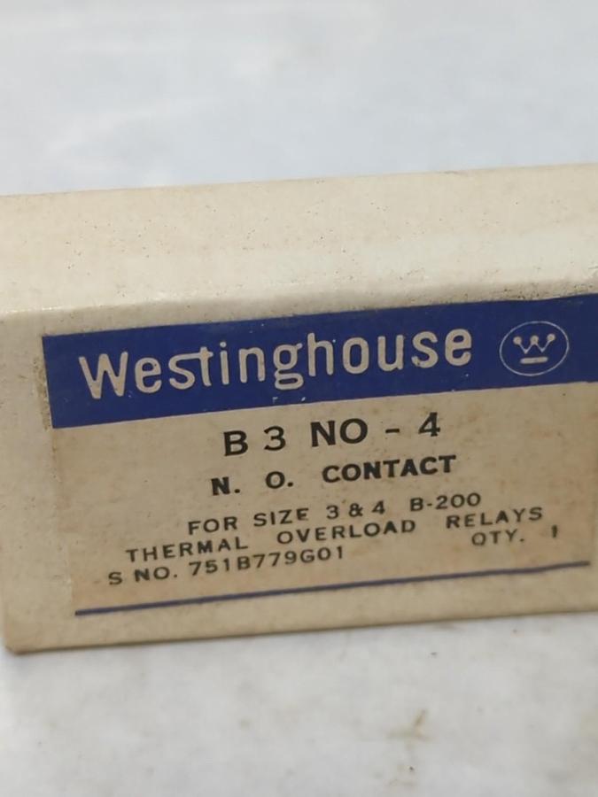 WESTINGHOUSE,B3 NO-4,THERMAL OVERLOAD RELAY N.O. CONTACT NOS