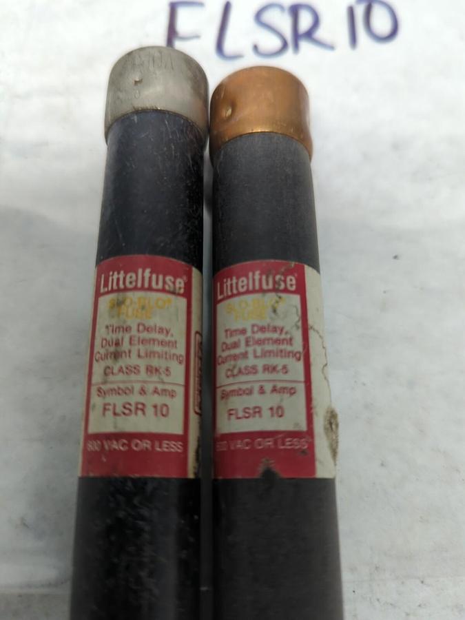 Used LITTELFUSE,FLSR-10,SLO-BLO 10 AMP FUSE LOT OF 2 PRE-OWNED