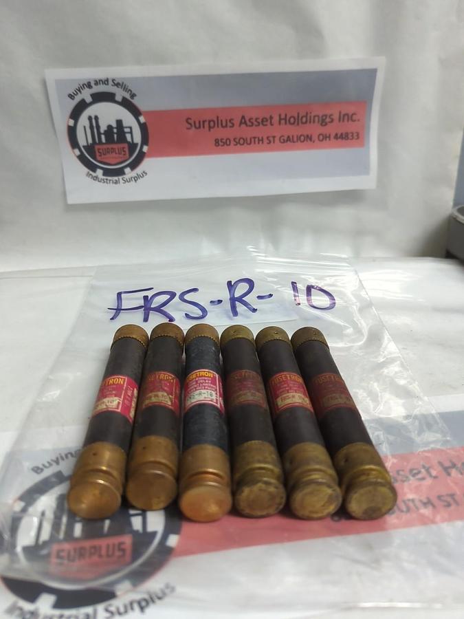 Used COOPER BUSSMANN,FRS-R-10,FUSETRON 10 AMP FUSE LOT OF 6 PRE-OWNED