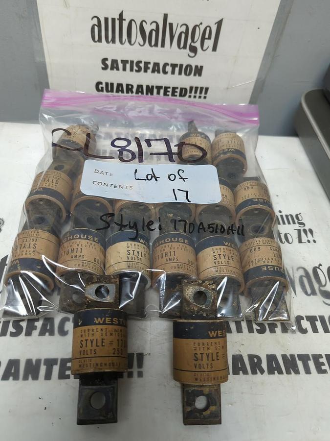 WESTINGHOUSE,STYLE  170A510H11  CL8170, FUSES 600 AMP 250V LOT OF 17 NOS