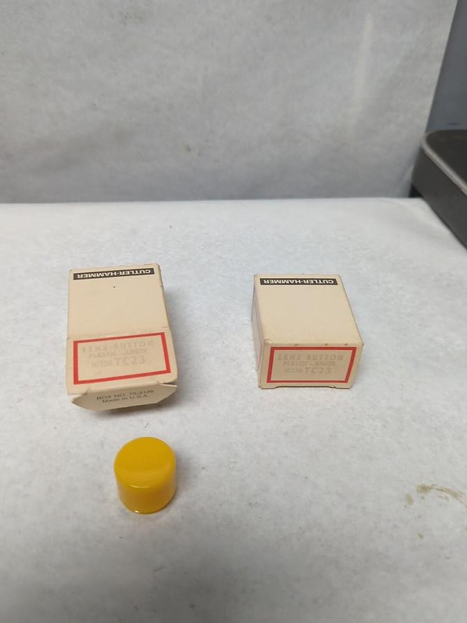 CUTLER-HAMMER,10250 TC23,LENS BUTTON PLASTIC AMBER LOT OF 2 NOS