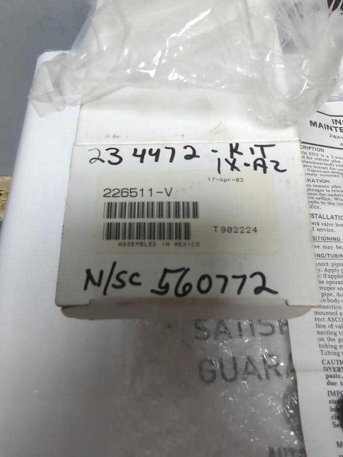 ASCO,226511-V,DIAPHRAM REPLACEMENT SPARE PART KIT NEW