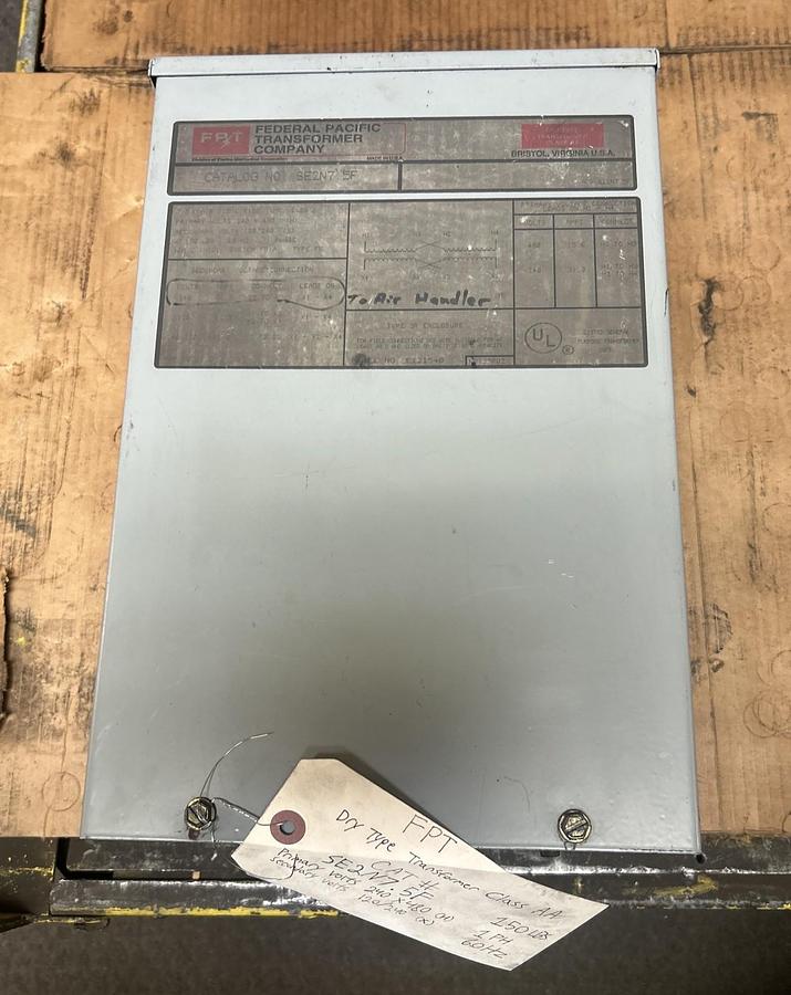 Used FEDERAL PACIFIC,SE2N7.5F,TRANSFORMER 7.5KVA PRI 240X480V SEC 120/240V 1PH