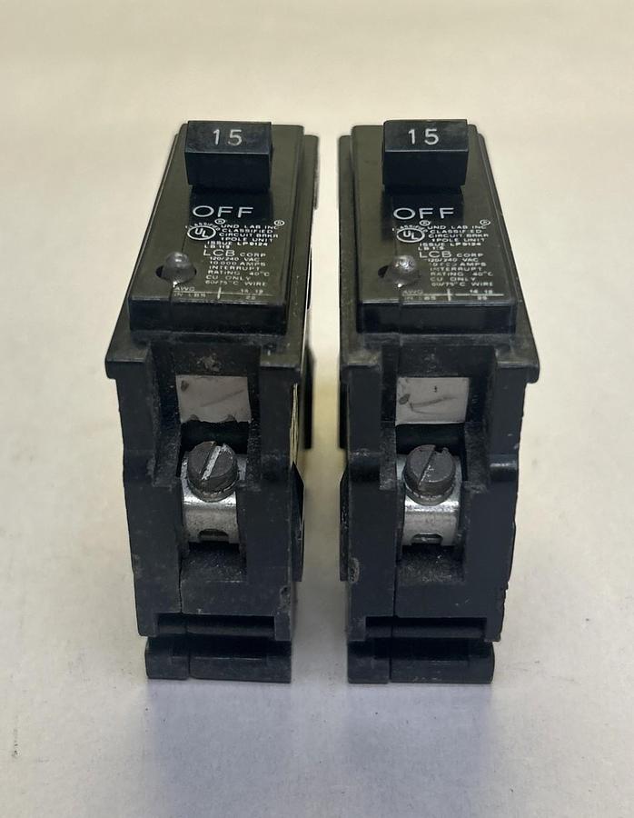 Used LCB,LB115,CIRCUIT BREAKER 15A 120/240V 1P LOT OF 2