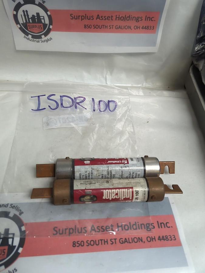 Used LITTELFUSE,IDSR100,INDICATOR 100 AMP FUSE LOT OF 2 PRE-OWNED