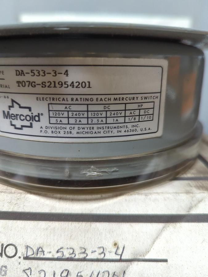 MERCOID,DA-533-3-4,PRESSURE SWITCH NOS