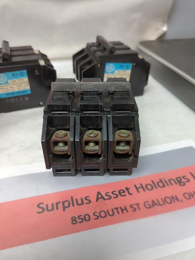 Used GENERAL ELECTRIC,THQC32060,CIRCUIT BREAKER 60 AMP 3-POLE LOT OF 3 PRE-OWNED