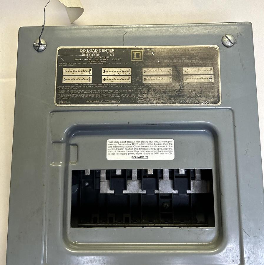 Used SQUARE D,QO816L100F,LOAD CENTER 100A 240V