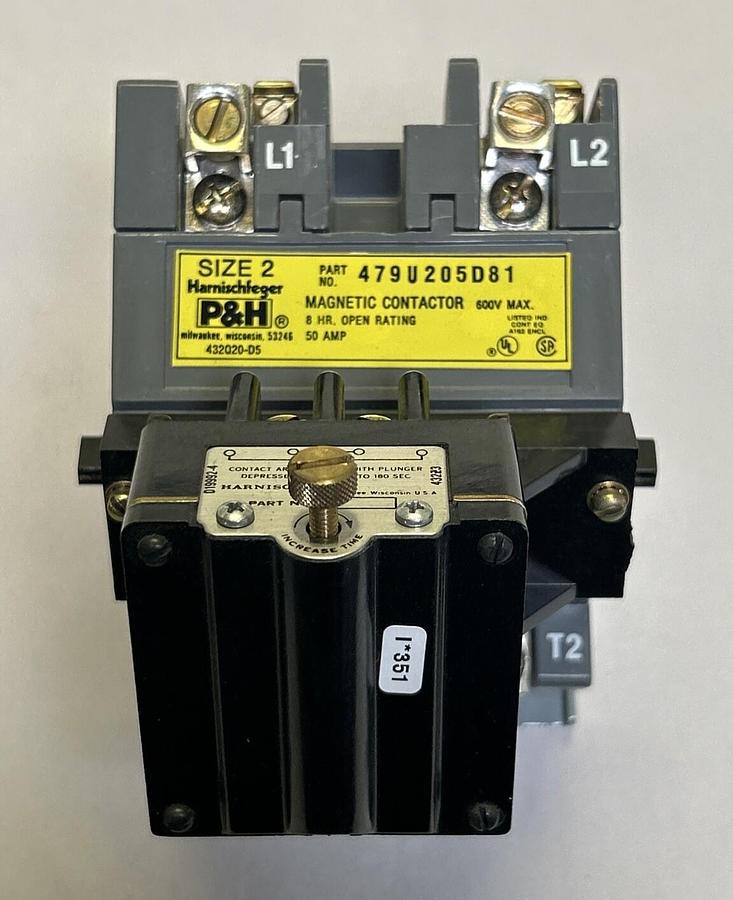 P&H,479U205D81,MAGNETIC CONTACTOR W/ 479U114 PNEUMATIC TIMER