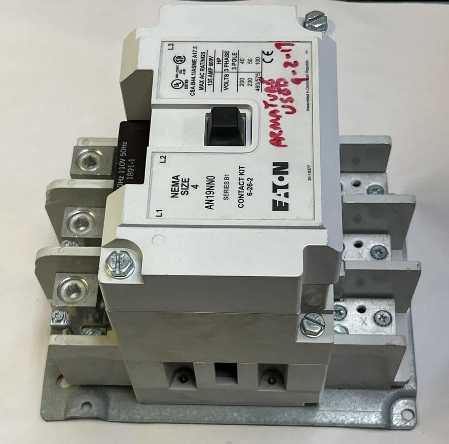 Used EATON,AN19NN0,SIZE 4 CONTACTOR 135A 600V