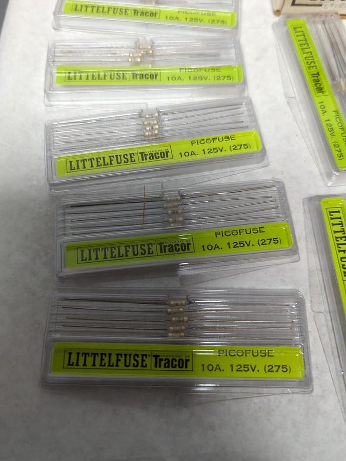 LITTELFUSE,275010,PICOFUSE 10 AMP AXIAL FUSES LOT OF 100 NOS