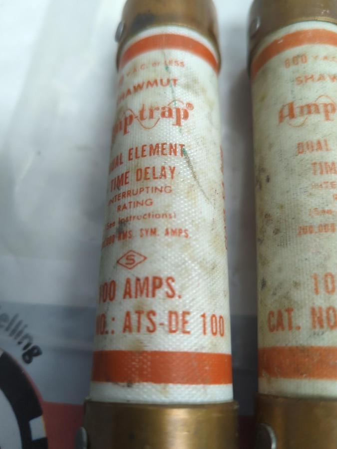 Used GOULD SHAWMUT,ATS-DE-100R,AMP-TRAP 100 AMP FUSE LOT OF 3 PRE-OWNED