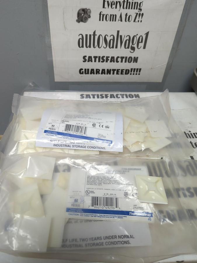 THOMAS&BETTS,TC150X150A-L,TY-RAP ADHESIVE  #8 MOUNTING SCREW HOLE LOT OF 60 NOS