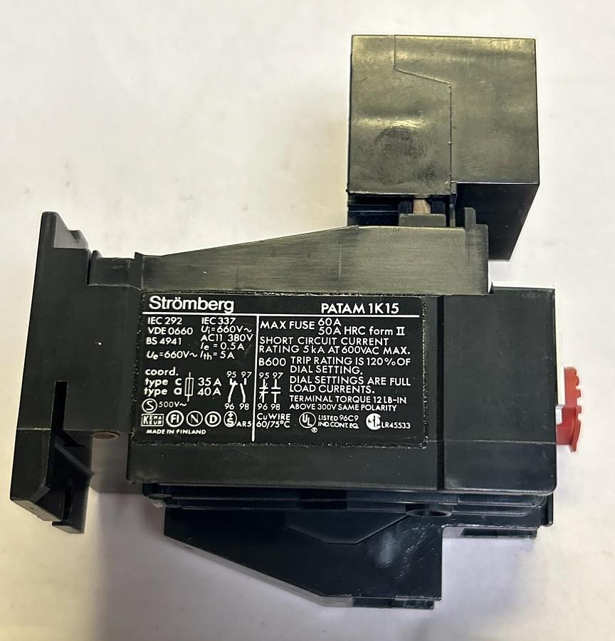 Used STROMBERG,PATAM1K15,THERMAL OVERLOAD RELAY