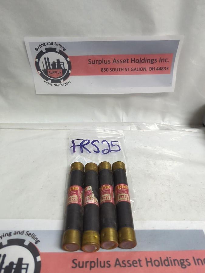 Used COOPER BUSSMANN,FRS 25,FUSETRON 25 AMP FUSE LOT OF 4 PRE-OWNED