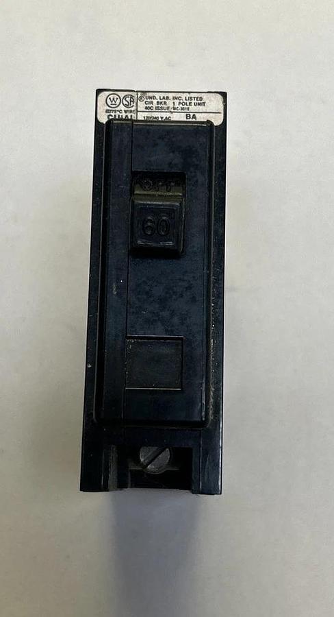 Used WESTINGHOUSE,BA160,CIRCUIT BREAKER 60A 120/240V 1P