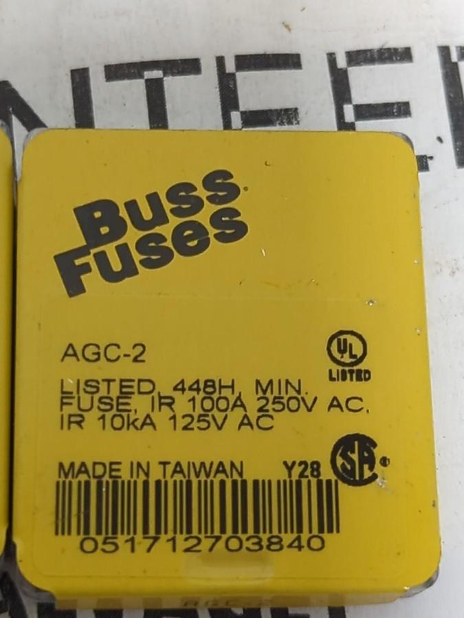 COOPER BUSSMANN,AGC-2,GLASS FUSES BOX OF 50 NEW