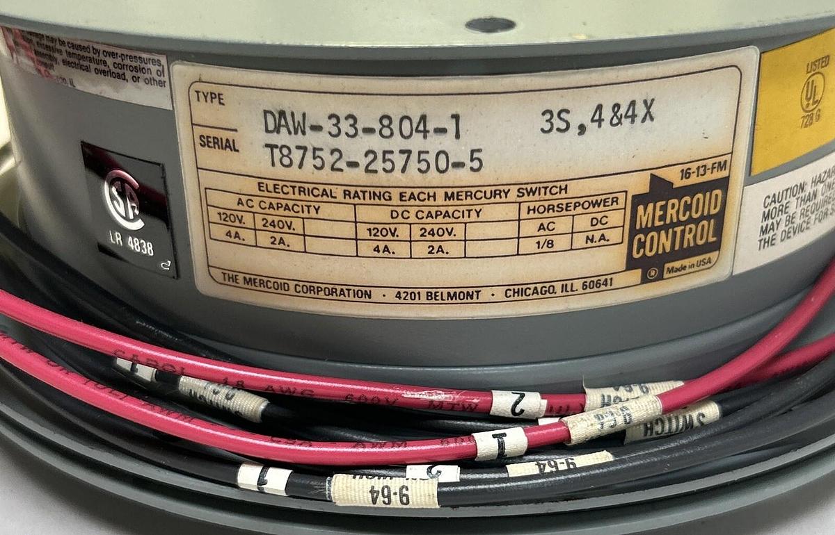 MERCOID,DAW-33-804-1,PRESSURE SWITCH NOS