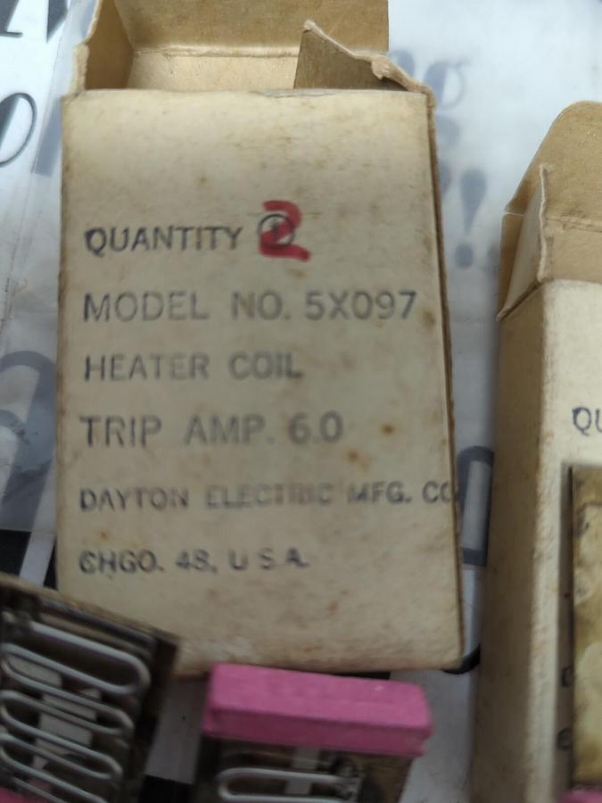 DAYTON ELECTRIC,5X097,HEATER COIL TRIP AMP 6.0 LOT OF 5 NOS