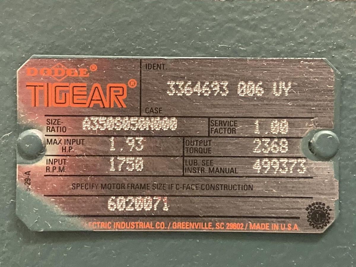 Dodge Tigear,A3505050N000,1.93HP Gear Speed Reducer 1750 RPM