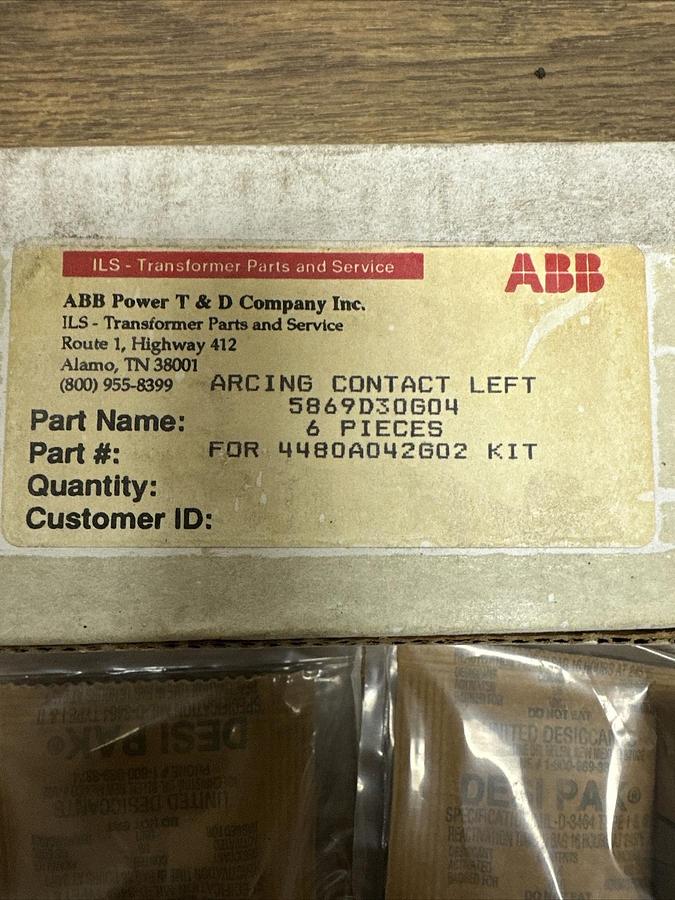 ABB,5869D30G04,Arcing Contact Left 6 Pieces