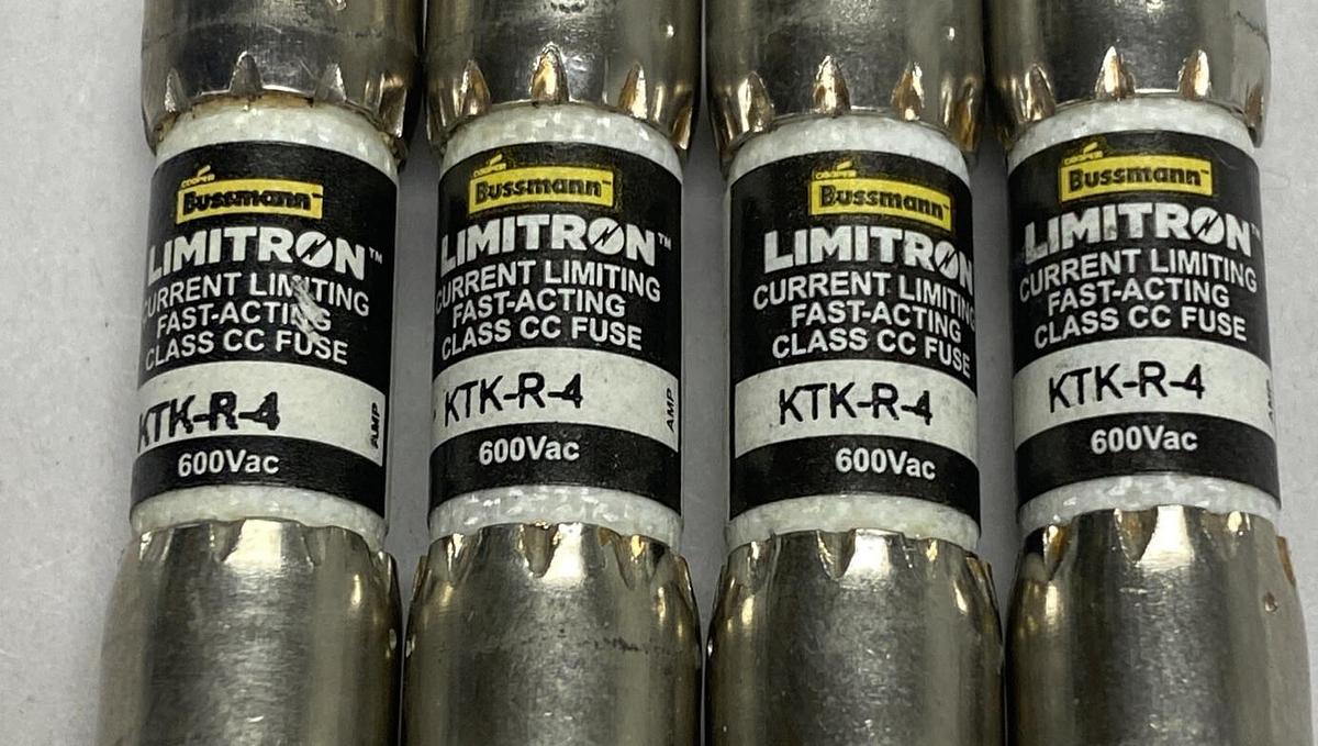 COOPER BUSSMANN,KTK-R-4,LIMITRON 4 AMP FUSE LOT OF 4 NEW NO BOX