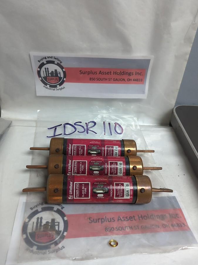 Used LITTELFUSE,IDSR110,INDICATOR FUSE 110 AMP LOT OF 3 PRE-OWNED